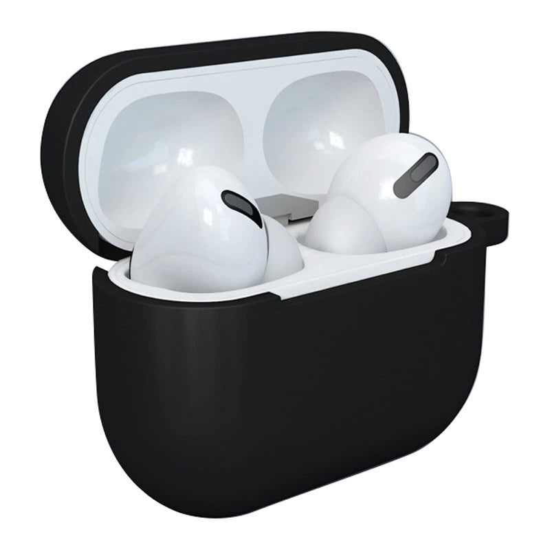 Case for AirPods 3 silicone soft case for headphones + keychain lobster clasp pendant black (case D)_1