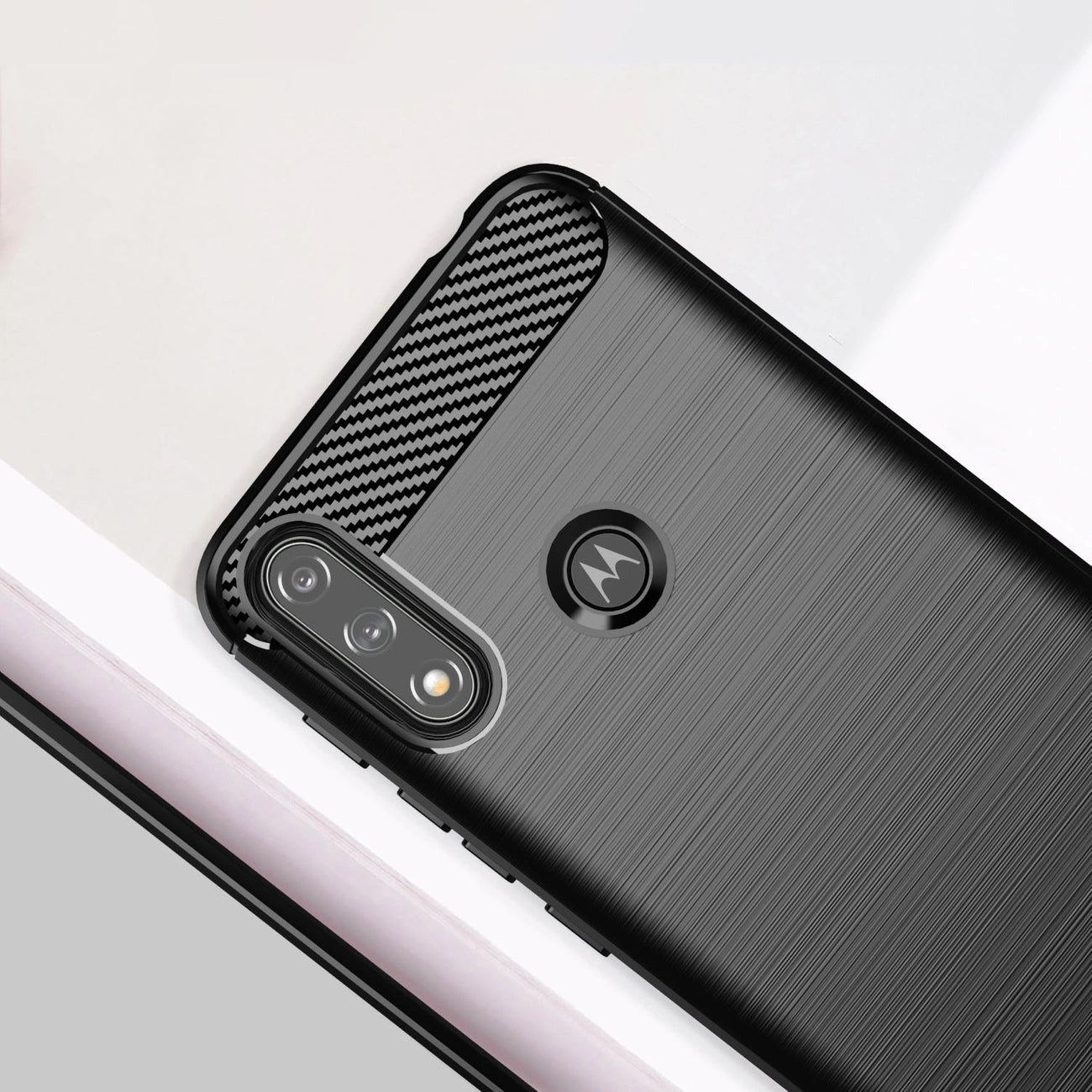 Carbon Case Flexible Cover Sleeve Motorola Moto E7i Power black_2