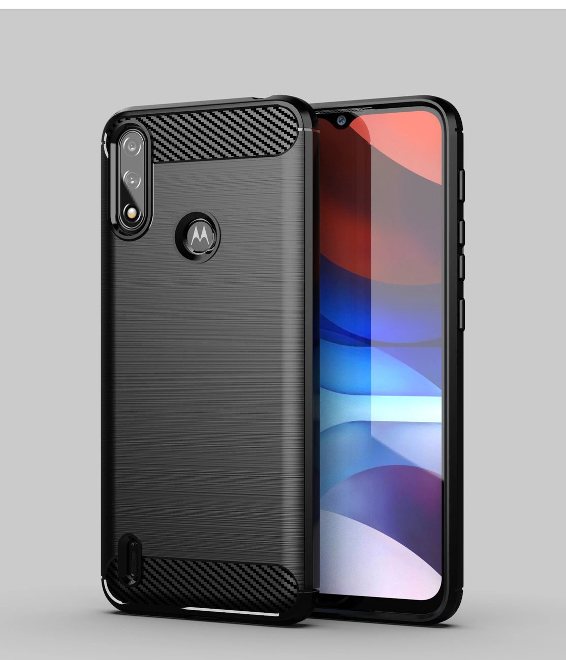 Carbon Case Flexible Cover Sleeve Motorola Moto E7i Power black_5