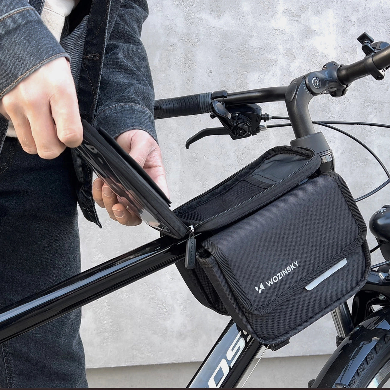 Wozinsky frame bike bag bicycle pannier waterproof phone case 1.5l black (WBB26BK)_9
