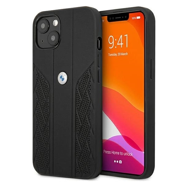 Etui BMW BMHCP13SRSPPK iPhone 13 mini 5,4" czarny/black hardcase Leather Curve Perforate_0