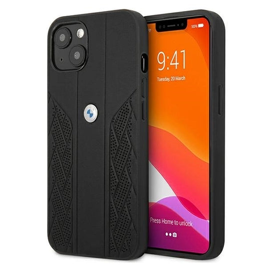 Etui BMW BMHCP13SRSPPK iPhone 13 mini 5,4" czarny/black hardcase Leather Curve Perforate_0