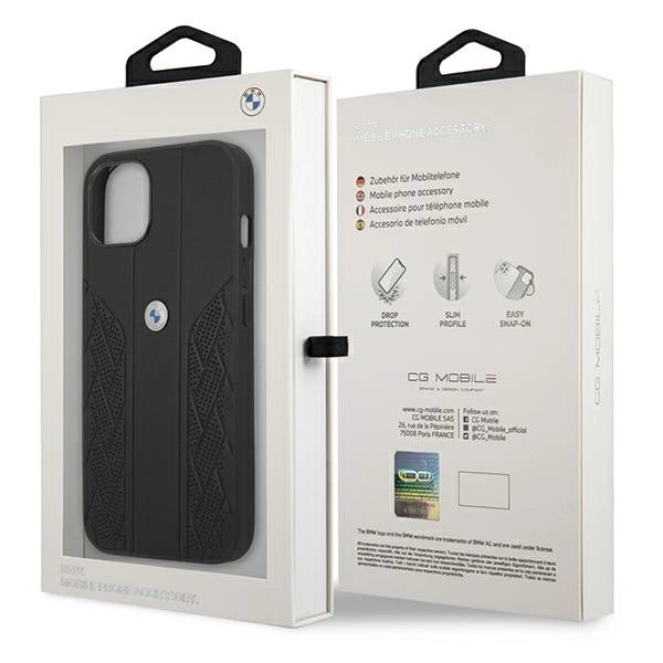 Etui BMW BMHCP13SRSPPK iPhone 13 mini 5,4" czarny/black hardcase Leather Curve Perforate_7