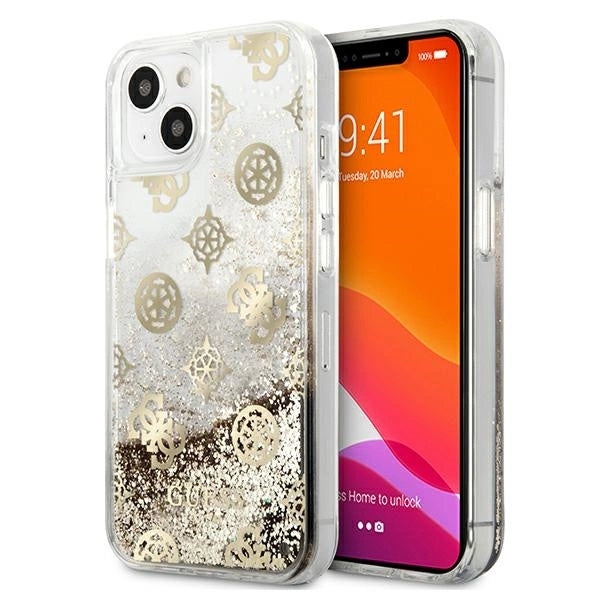 Guess GUHCP13SLGPEGO iPhone 13 mini 5.4" gold/gold hardcase Peony Liquid Glitter_0