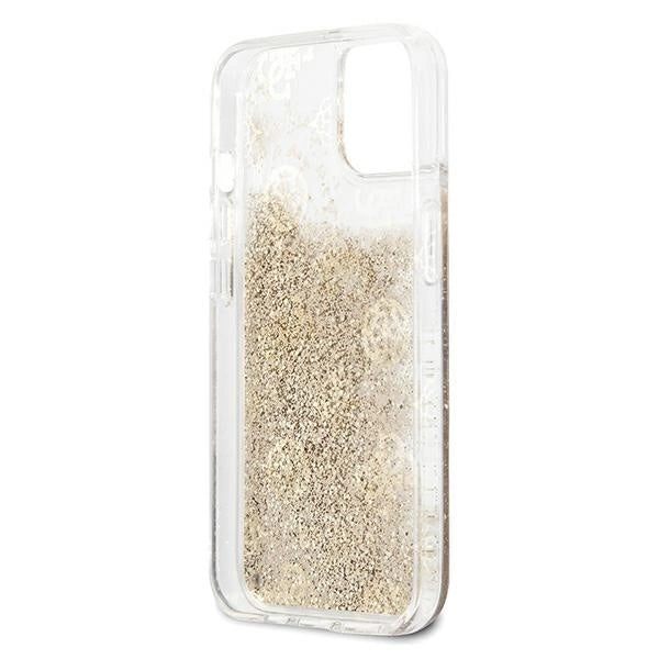 Guess GUHCP13SLGPEGO iPhone 13 mini 5.4" gold/gold hardcase Peony Liquid Glitter_5
