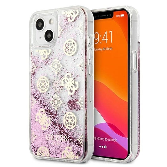 Guess GUHCP13SLGPEPI iPhone 13 mini 5.4&quot; pink/pink hardcase Peony Liquid Glitter_0
