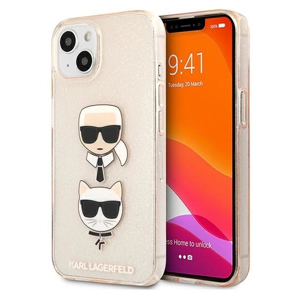 Karl Lagerfeld KLHCP13SKCTUGLGO iPhone 13 mini 5,4" złoty/gold hardcase Glitter Karl`s & Choupette_0