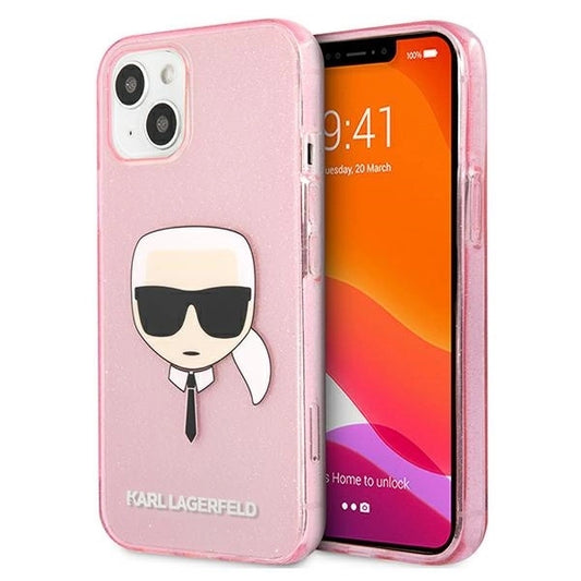 Karl Lagerfeld KLHCP13SKHTUGLP iPhone 13 mini 5,4" różowy/pink hardcase Glitter Karl's Head_0