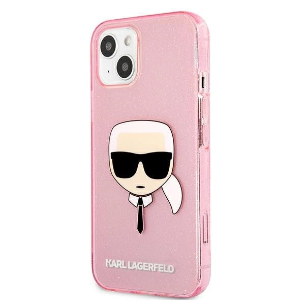 Karl Lagerfeld KLHCP13SKHTUGLP iPhone 13 mini 5,4" różowy/pink hardcase Glitter Karl's Head_1