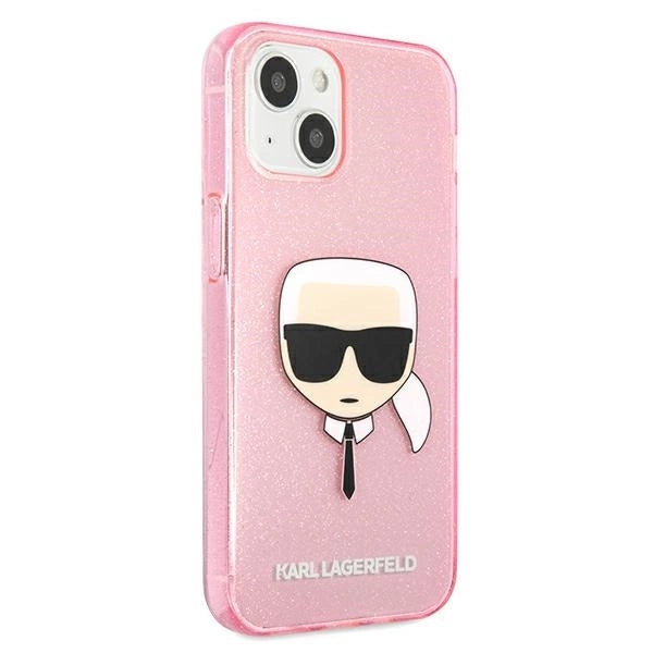 Karl Lagerfeld KLHCP13SKHTUGLP iPhone 13 mini 5,4" różowy/pink hardcase Glitter Karl's Head_3