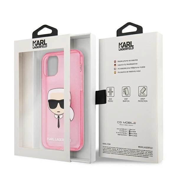 Karl Lagerfeld KLHCP13SKHTUGLP iPhone 13 mini 5,4" różowy/pink hardcase Glitter Karl's Head_7