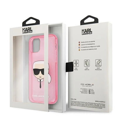 Karl Lagerfeld KLHCP13SKHTUGLP iPhone 13 mini 5,4" różowy/pink hardcase Glitter Karl's Head_7