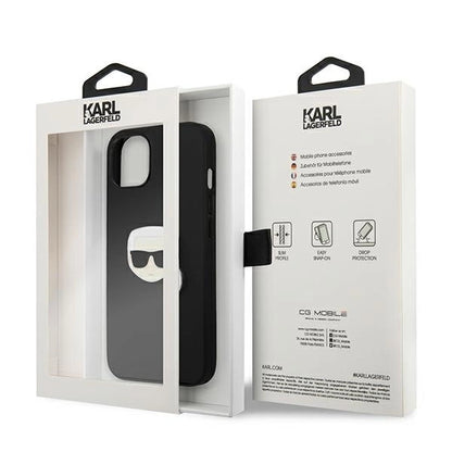 Karl Lagerfeld KLHCP13SPKMK iPhone 13 mini 5,4" czarny/black hardcase Leather Ikonik Karl`s Head Metal_7