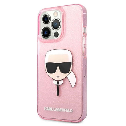 Karl Lagerfeld KLHCP13XKHTUGLP iPhone 13 Pro Max 6,7" różowy/pink hardcase Glitter Karl`s Head_1