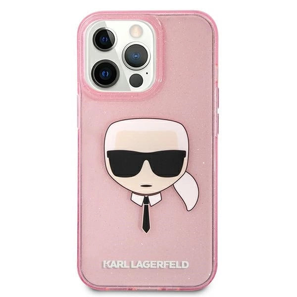 Karl Lagerfeld KLHCP13XKHTUGLP iPhone 13 Pro Max 6,7" różowy/pink hardcase Glitter Karl`s Head_2