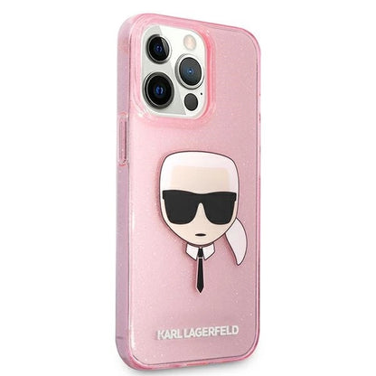 Karl Lagerfeld KLHCP13XKHTUGLP iPhone 13 Pro Max 6,7" różowy/pink hardcase Glitter Karl`s Head_3