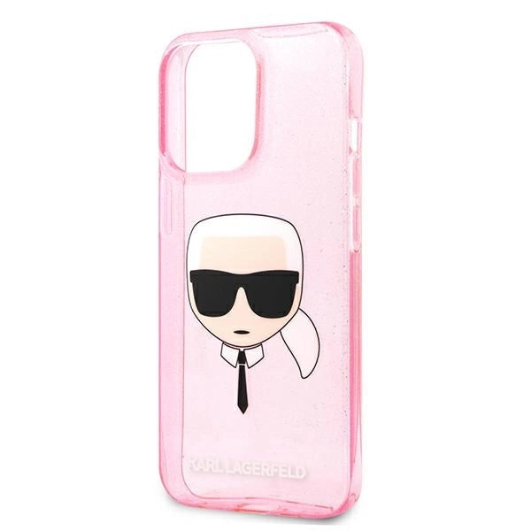 Karl Lagerfeld KLHCP13XKHTUGLP iPhone 13 Pro Max 6,7" różowy/pink hardcase Glitter Karl`s Head_5