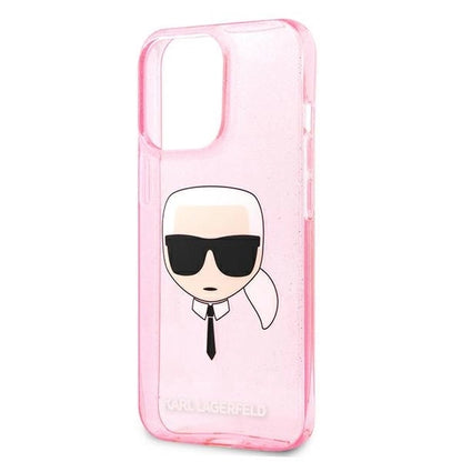 Karl Lagerfeld KLHCP13XKHTUGLP iPhone 13 Pro Max 6,7" różowy/pink hardcase Glitter Karl`s Head_5