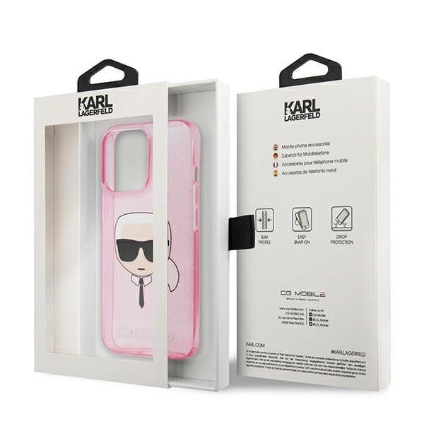 Karl Lagerfeld KLHCP13XKHTUGLP iPhone 13 Pro Max 6,7" różowy/pink hardcase Glitter Karl`s Head_7