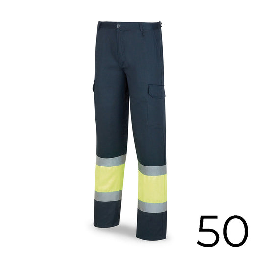 CalÃ§as poliÃ©ster/algodao bicolor alta visibilidade azul/amarelo tamanho 50 388pfxyfa/50 marca_0