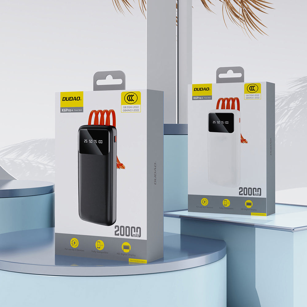 Dudao K6Pro Universal 10000mAh Power Bank with USB Cable, USB Type C, Lightning white (K6Pro-white)_6