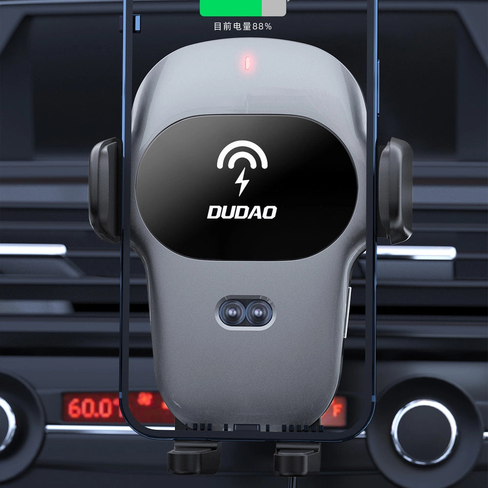 Dudao car holder with built-in Qi wireless charger 15W gray (F20xs)_2