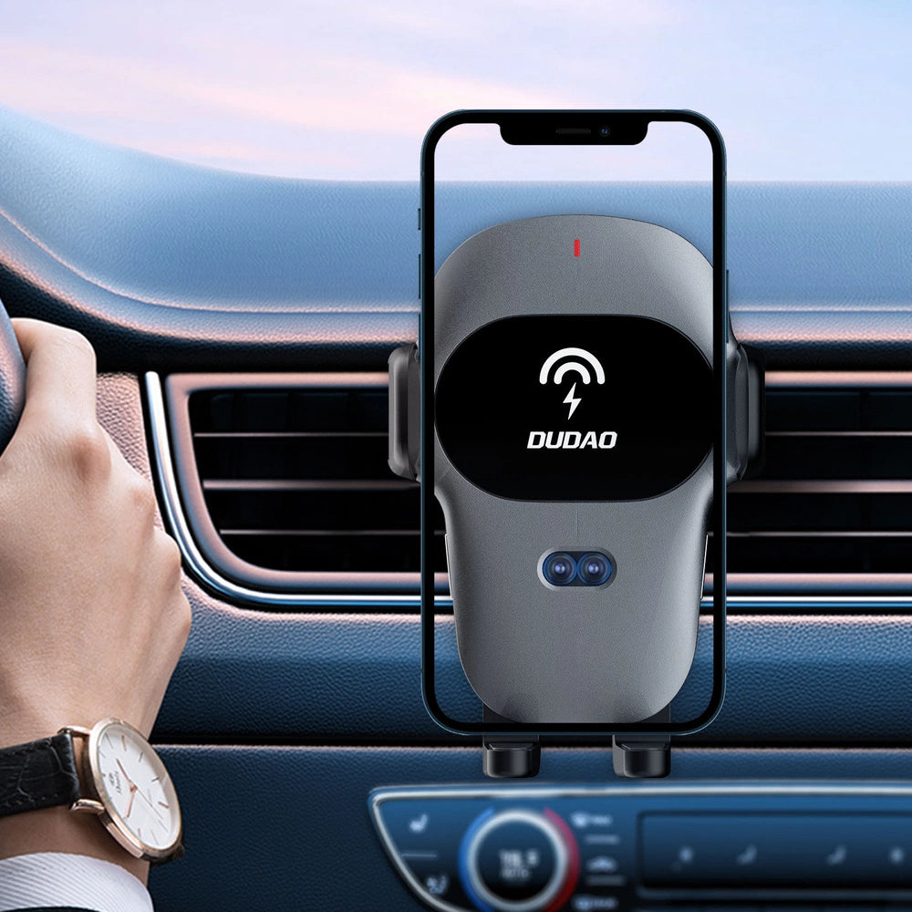 Dudao car holder with built-in Qi wireless charger 15W gray (F20xs)_3