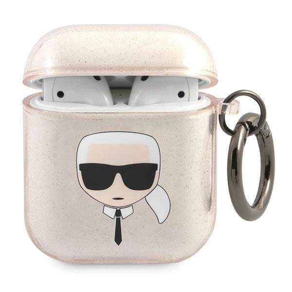 Karl Lagerfeld KLA2UKHGD AirPods cover złoty/gold Glitter Karl`s Head_0
