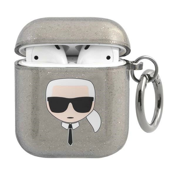 Karl Lagerfeld KLA2UKHGK AirPods cover czarny/black Glitter Karl`s Head_0