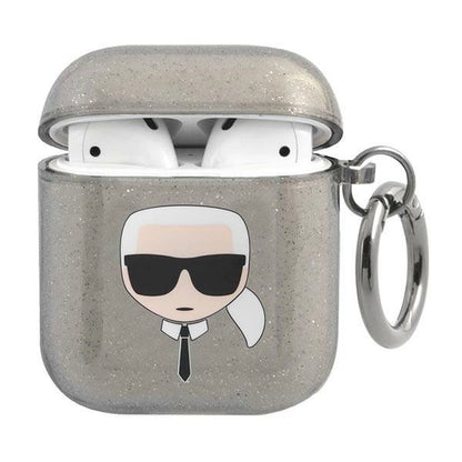 Karl Lagerfeld KLA2UKHGK AirPods cover czarny/black Glitter Karl`s Head_0