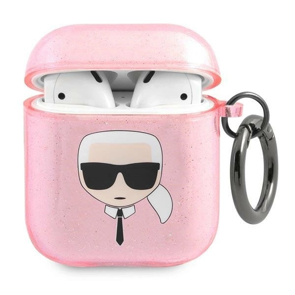 Karl Lagerfeld KLA2UKHGP AirPods cover różowy/pink Glitter Karl`s Head_0