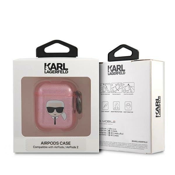 Karl Lagerfeld KLA2UKHGP AirPods cover różowy/pink Glitter Karl`s Head_2