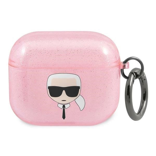 Karl Lagerfeld KLA3UKHGP AirPods 3 cover różowy/pink Glitter Karl`s Head_0