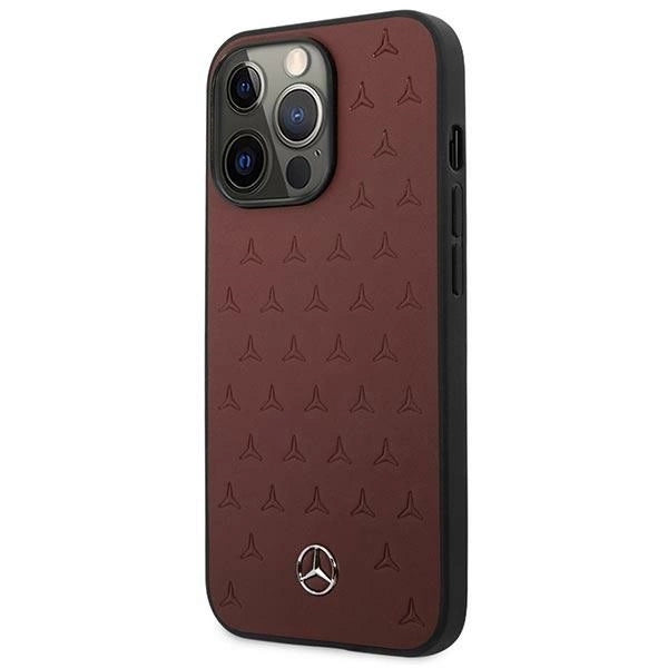 Mercedes MEHCP13LPSQRE iPhone 13 Pro / 13 6,1" czerwony/red hardcase Leather Stars Pattern_1