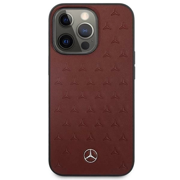 Mercedes MEHCP13LPSQRE iPhone 13 Pro / 13 6,1" czerwony/red hardcase Leather Stars Pattern_2