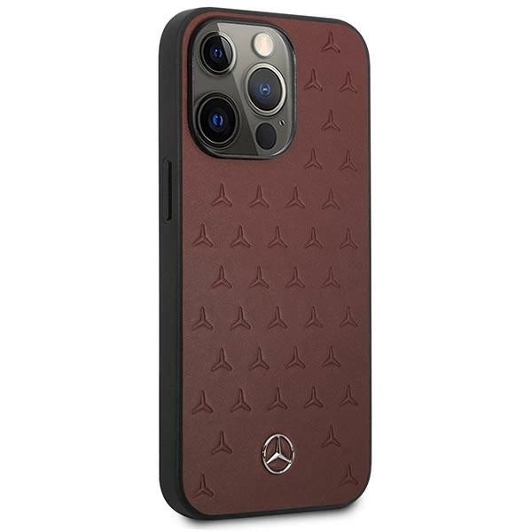 Mercedes MEHCP13LPSQRE iPhone 13 Pro / 13 6,1" czerwony/red hardcase Leather Stars Pattern_3