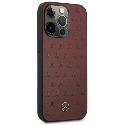 Mercedes MEHCP13LPSQRE iPhone 13 Pro / 13 6,1" czerwony/red hardcase Leather Stars Pattern_3