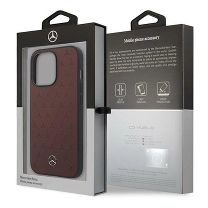 Mercedes MEHCP13LPSQRE iPhone 13 Pro / 13 6,1" czerwony/red hardcase Leather Stars Pattern_7
