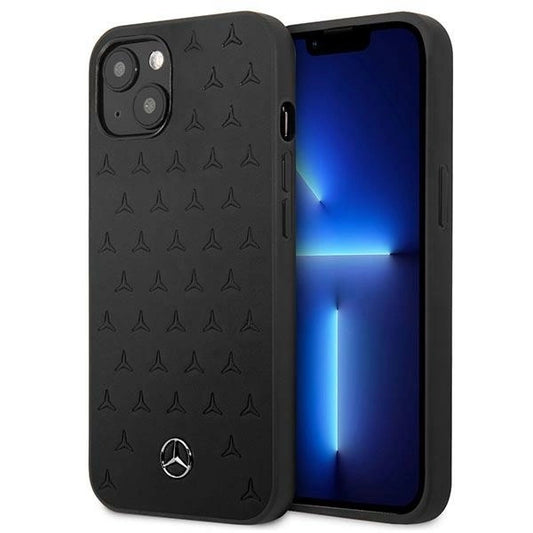 Mercedes MEHCP13SPSQBK iPhone 13 mini 5,4" czarny/black hardcase Leather Stars Pattern_0