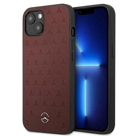 Mercedes MEHCP13SPSQRE iPhone 13 mini 5,4" czerwony/red hardcase Leather Stars Pattern_0