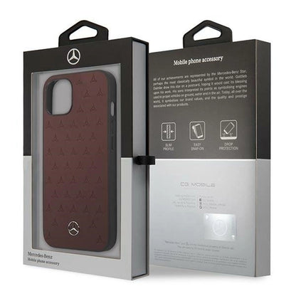 Mercedes MEHCP13SPSQRE iPhone 13 mini 5,4" czerwony/red hardcase Leather Stars Pattern_7