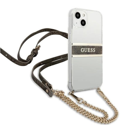 Guess GUHCP13SKC4GBGO iPhone 13 mini 5.4" Transparent hardcase 4G Brown Strap Gold Chain_3