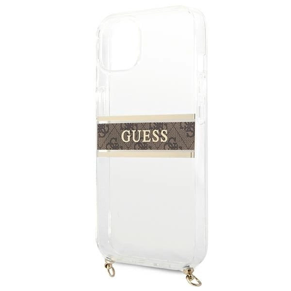 Guess GUHCP13SKC4GBGO iPhone 13 mini 5.4" Transparent hardcase 4G Brown Strap Gold Chain_5