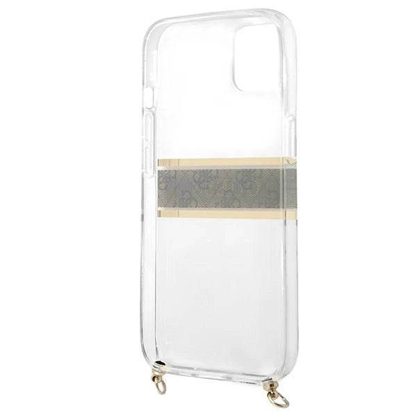 Guess GUHCP13SKC4GBGO iPhone 13 mini 5.4" Transparent hardcase 4G Brown Strap Gold Chain_6