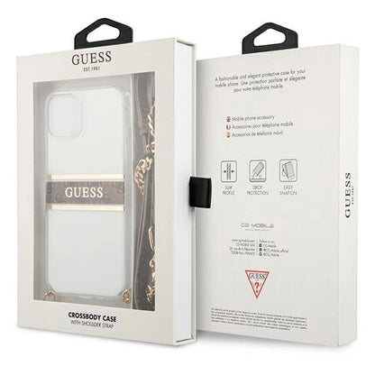 Guess GUHCP13SKC4GBGO iPhone 13 mini 5.4" Transparent hardcase 4G Brown Strap Gold Chain_7