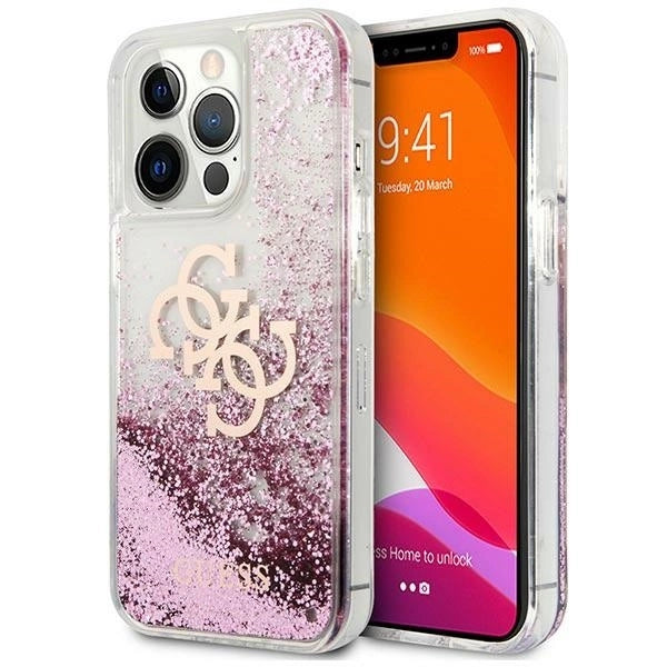 Guess GUHCP13XLG4GPI iPhone 13 Pro Max 6,7" różowy/pink hardcase 4G Big Liquid Glitter_0