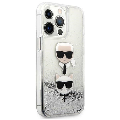 Karl Lagerfeld KLHCP13LKICGLS iPhone 13 Pro / 13 6,1" srebrny/silver hardcase Liquid Glitter Karl&Choupette Head_3