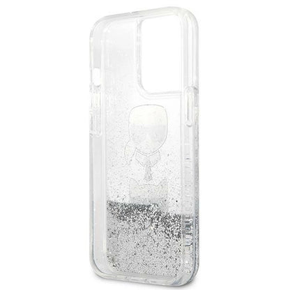 Karl Lagerfeld KLHCP13LKICGLS iPhone 13 Pro / 13 6,1" srebrny/silver hardcase Liquid Glitter Karl&Choupette Head_6