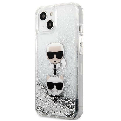 Karl Lagerfeld KLHCP13SKICGLS iPhone 13 mini 5,4" srebrny/silver hardcase Liquid Glitter Karl&Choupette Head_1