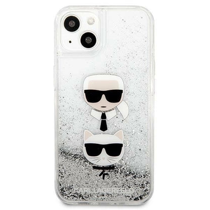 Karl Lagerfeld KLHCP13SKICGLS iPhone 13 mini 5,4" srebrny/silver hardcase Liquid Glitter Karl&Choupette Head_2